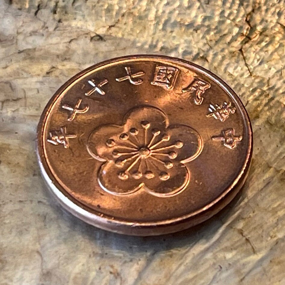 Plum Blossom Taiwan 1/2 New Dollar Authentic Coin Money for Jewelry and Craft Making (China)