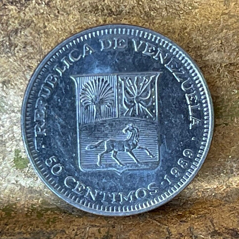 Simon Bolivar 50 Centimos Venezuela Authentic Coin Money for Jewelry and Craft Making