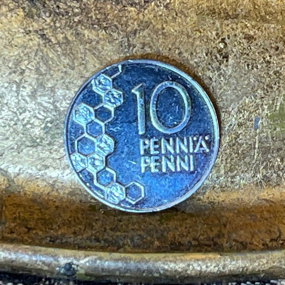 Lily of the Valley & Honeycomb 10 Pennia Finland Authentic Coin Money for Jewelry and Craft Making