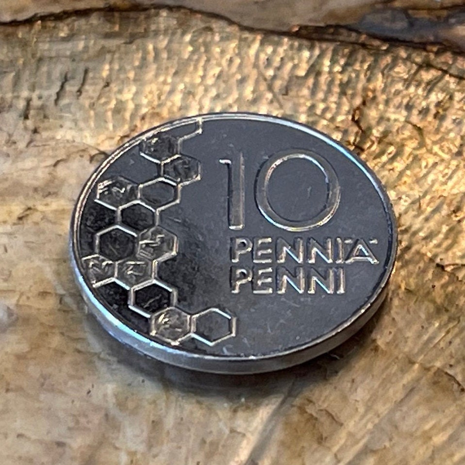 Lily of the Valley & Honeycomb 10 Pennia Finland Authentic Coin Money for Jewelry and Craft Making