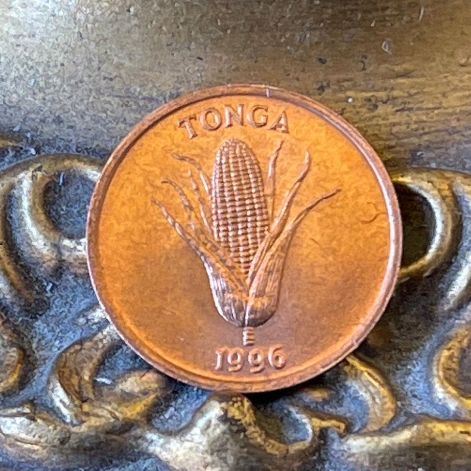 Ear of Corn & Vanilla Plant "Grow More Food" 1 Seniti Tonga Authentic Coin Money for Jewelry and Craft Making (World Food Day)