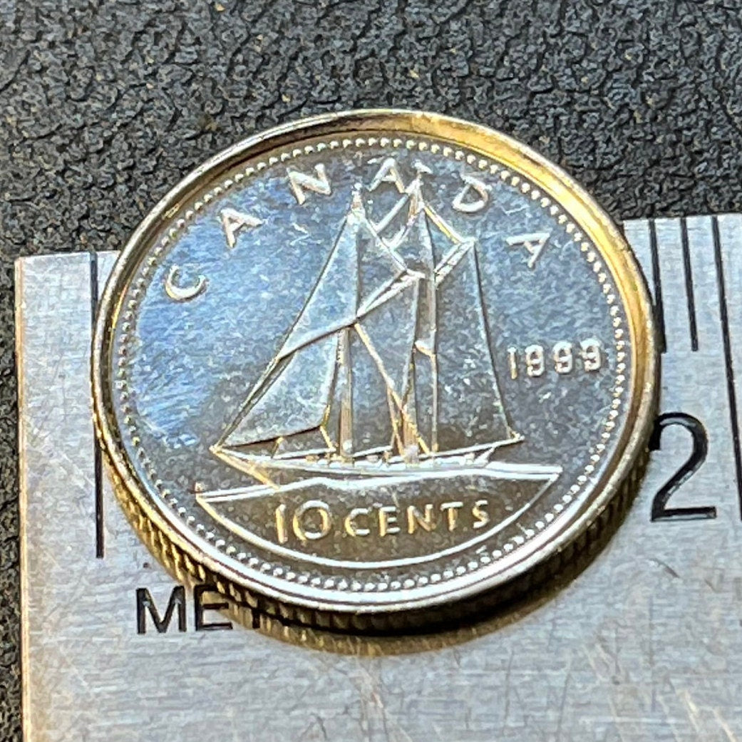 Bluenose Schooner & Queen Elizabeth Canada Ship 10 Cents Dime Authentic Coin Money for Jewelry and Craft Making