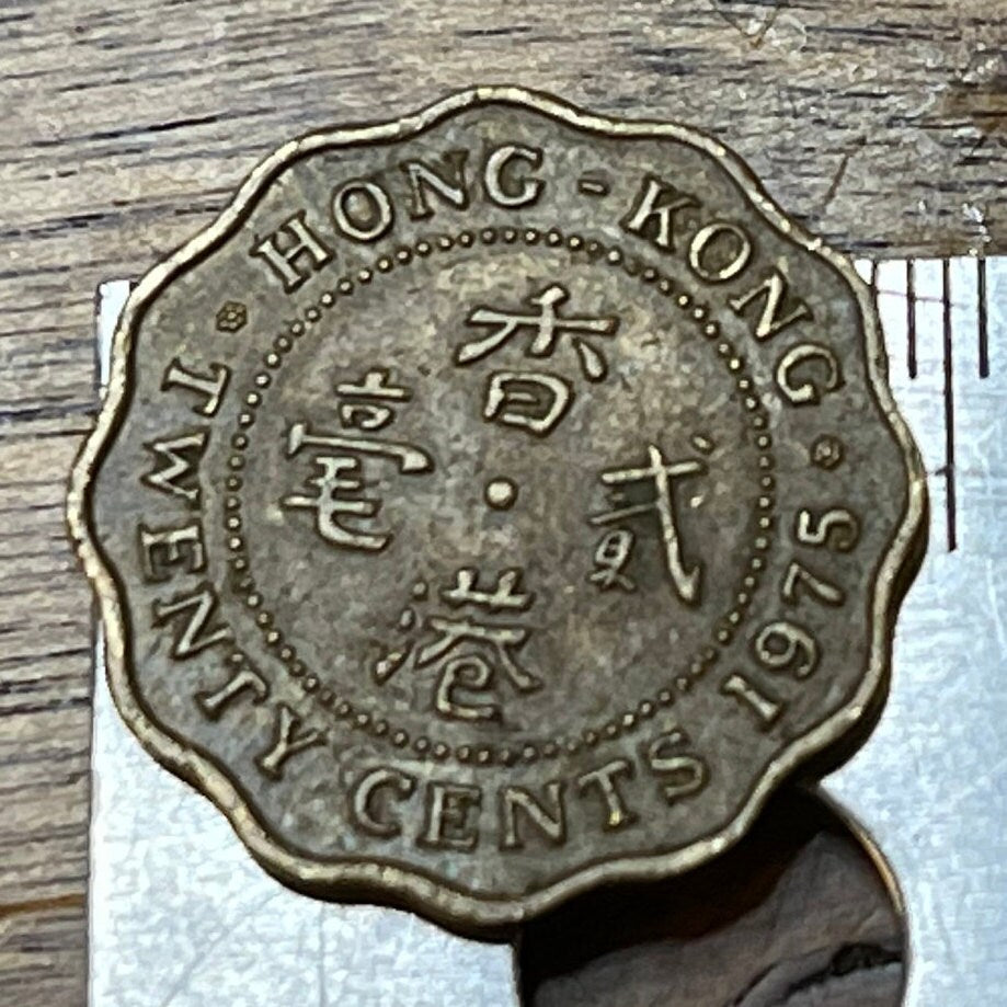 Hong Kong Scalloped Edge 20 Cents Authentic Coin Money for Jewelry and Craft Making