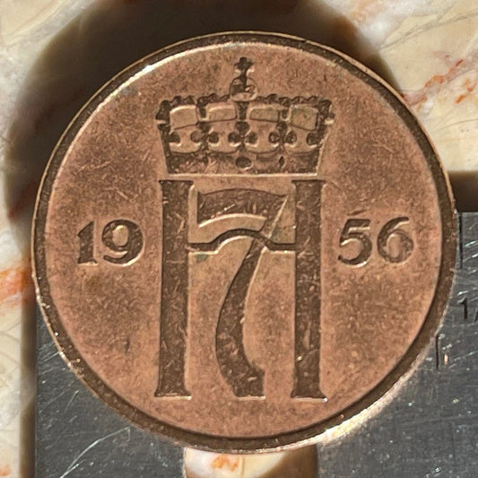 King Haakon 7 Monogram 5 Ore Norway Authentic Coin Money for Jewelry and Craft Making (Haakon VII)