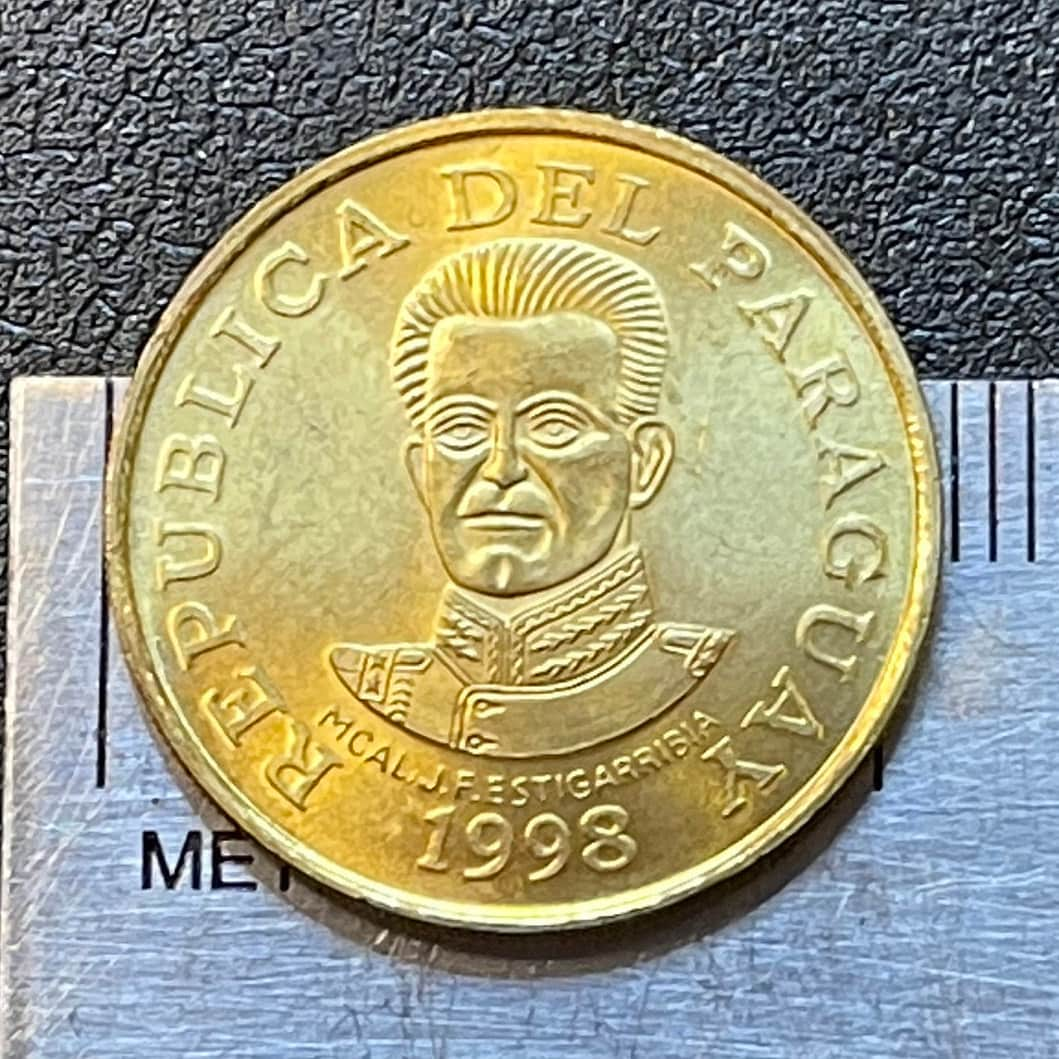 Acaray River Dam Paraguay 50 Guaranies Authentic Coin Money for Jewelry and Craft Making (Marshal José Félix Estigarribia)