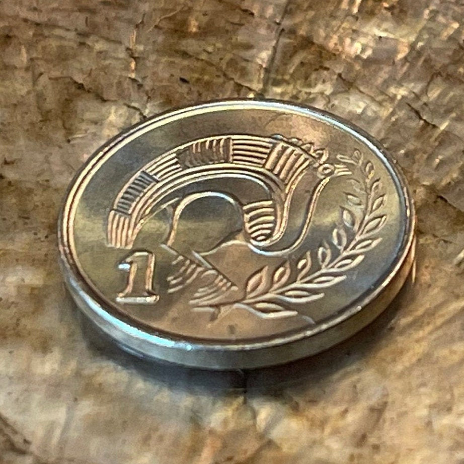 Ancient Bird Cyprus 1 Cent Authentic Coin Money for Jewelry and Craft Making