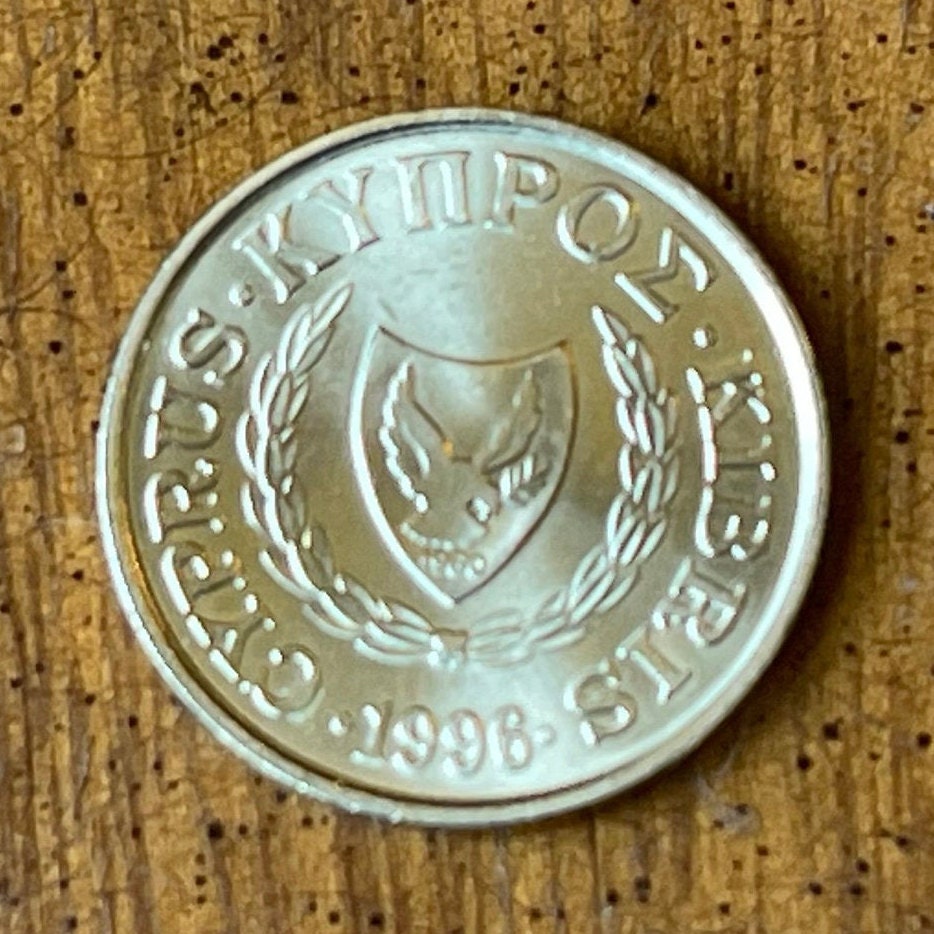 Ancient Bird Cyprus 1 Cent Authentic Coin Money for Jewelry and Craft Making