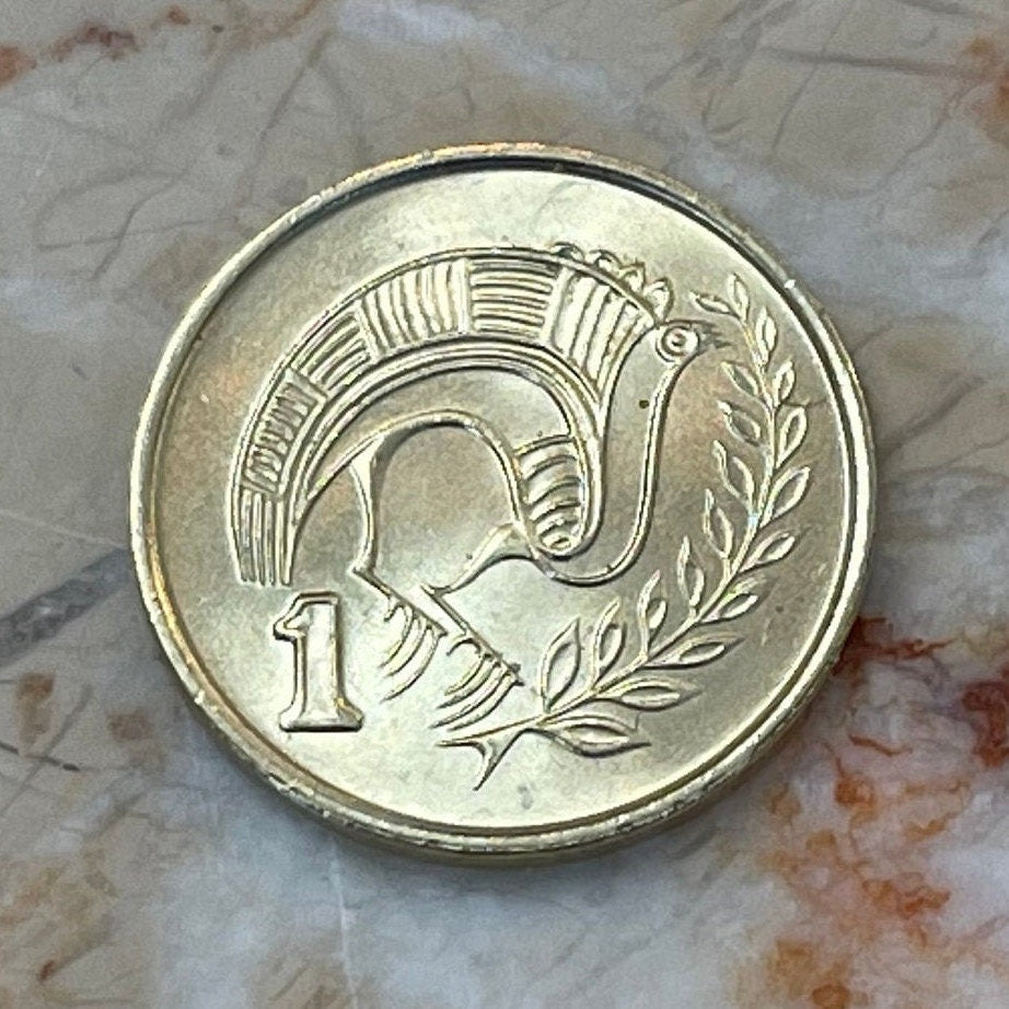 Ancient Bird Cyprus 1 Cent Authentic Coin Money for Jewelry and Craft Making