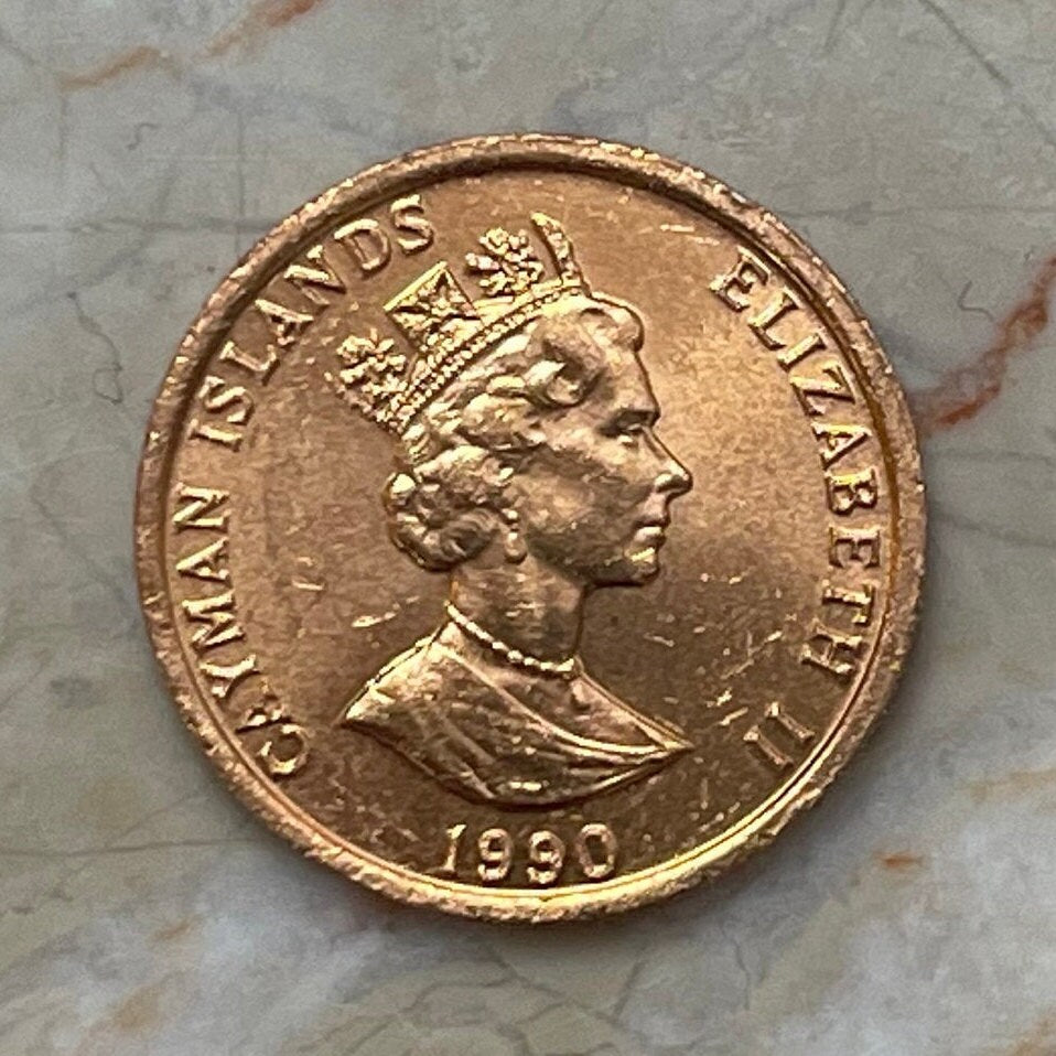 Grand Cayman Thrush Cayman Islands 1 Cent Authentic Coin Money for Jewelry and Craft Making