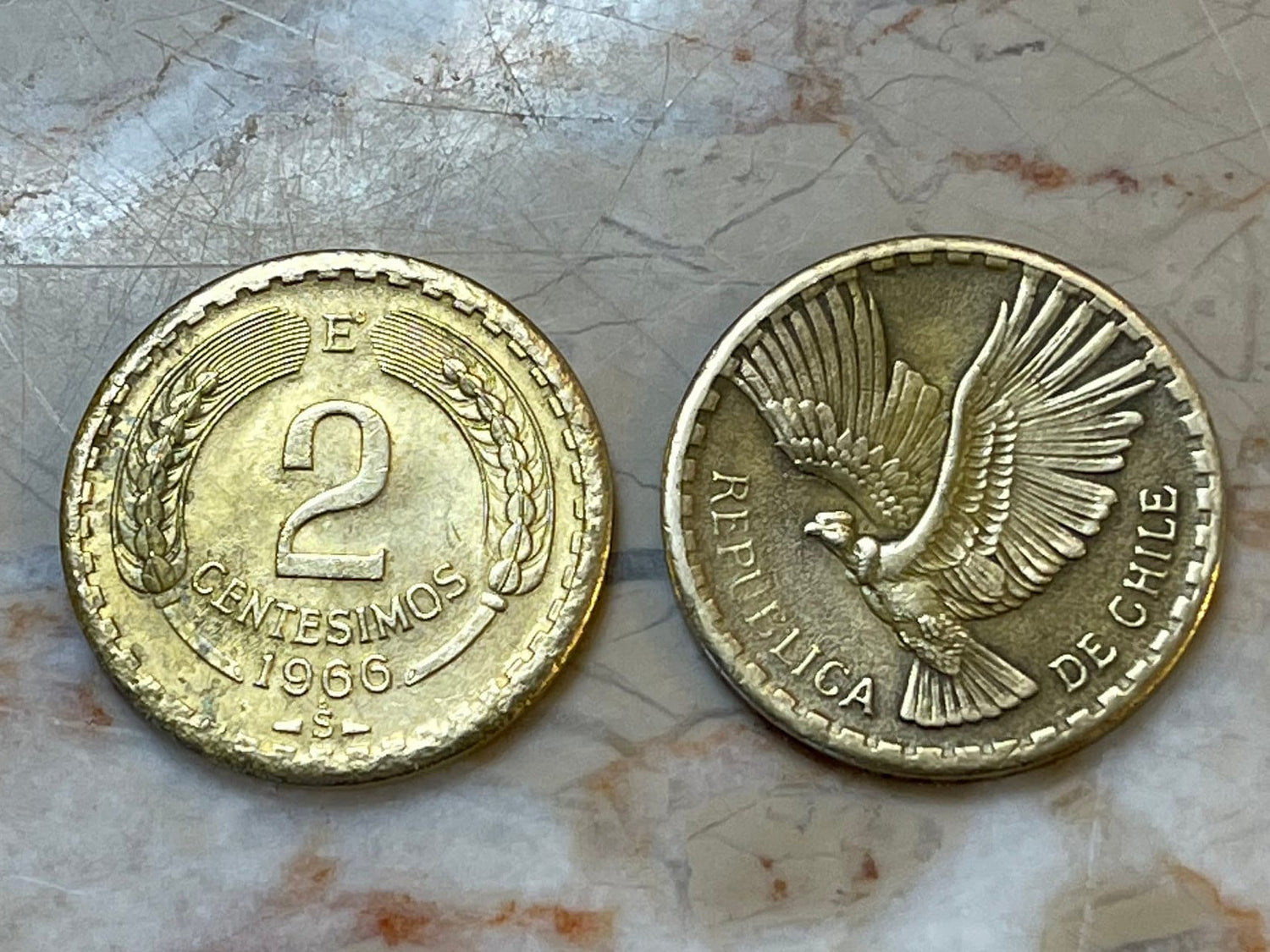 Andean Condor 2 Centesimos Chile Authentic Coin Money for Jewelry and Craft Making