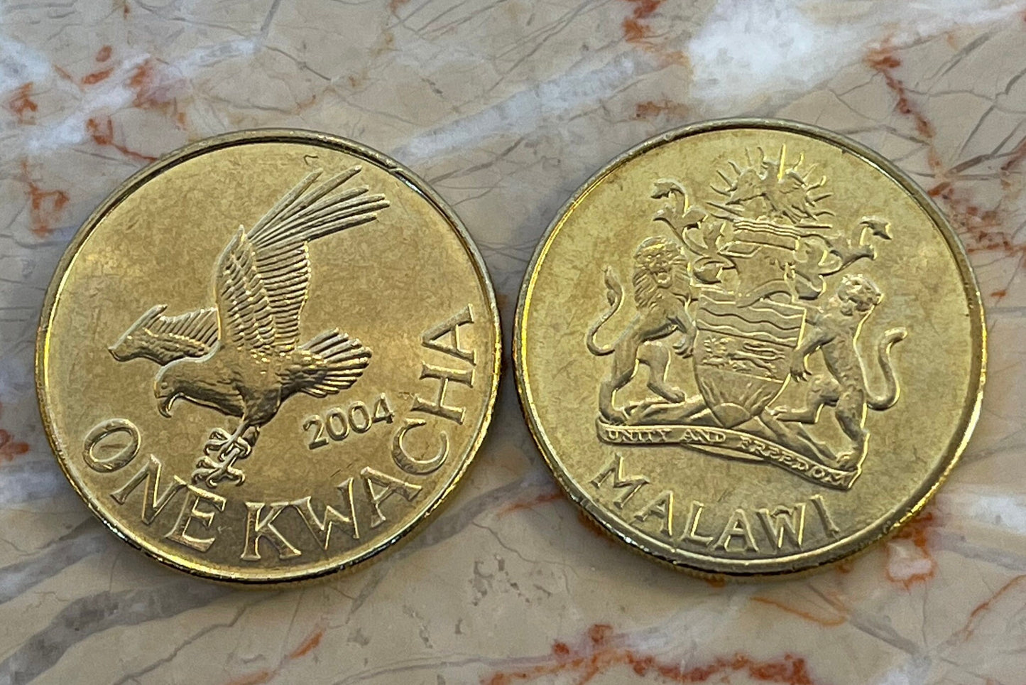 African Fish Eagle Malawi 1 Kwacha Authentic Coin Money for Jewelry and Craft Making