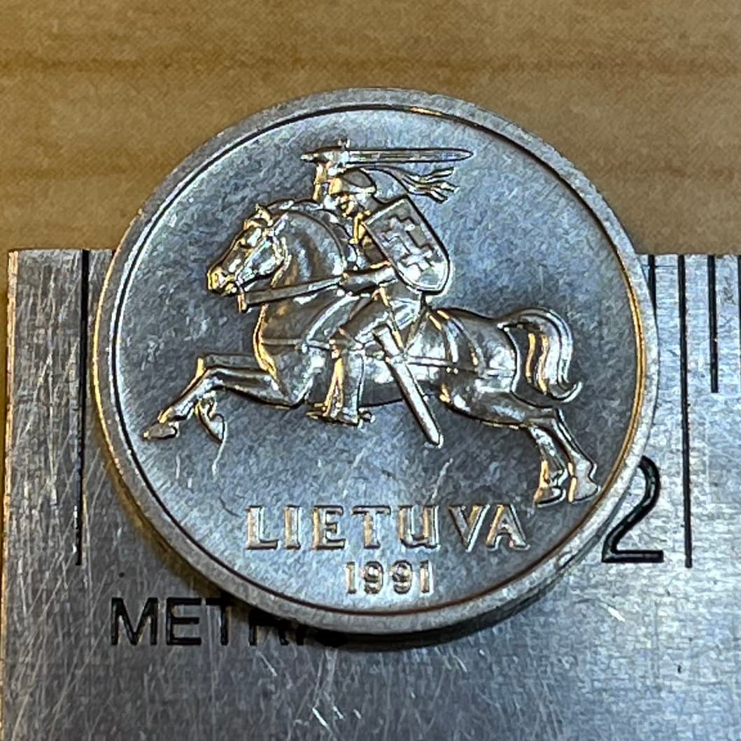 Vytis Knight / Horse 1 Centas Lithuania Authentic Coin Money for Jewelry and Craft Making