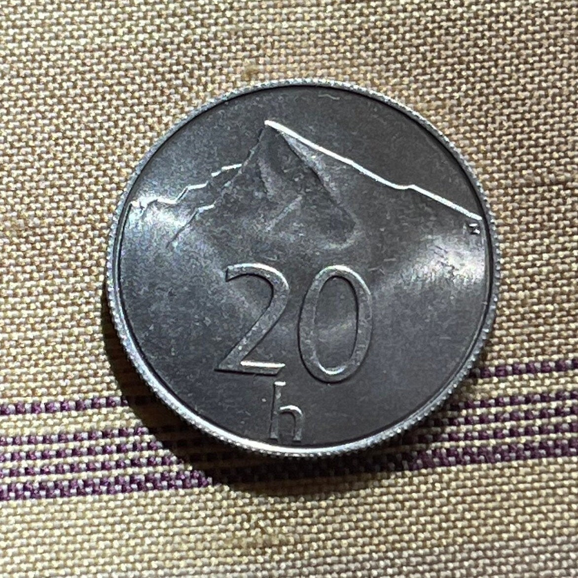 Krivan Mountain Slovak Republic 20 Halierov Authentic Coin Money for Jewelry and Craft Making (Hiking, Mountaineering)