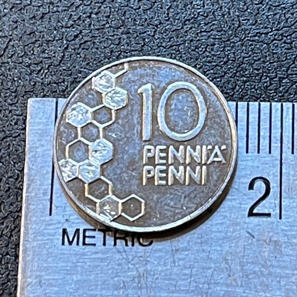 Lily of the Valley & Honeycomb 10 Pennia Finland Authentic Coin Money for Jewelry and Craft Making