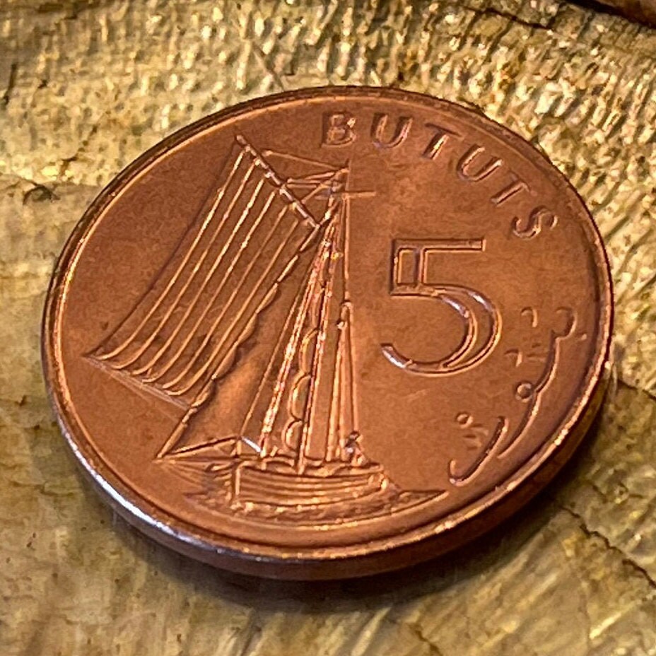 Sailboat 5 Bututs Gambia Authentic Coin Money for Jewelry and Craft Making