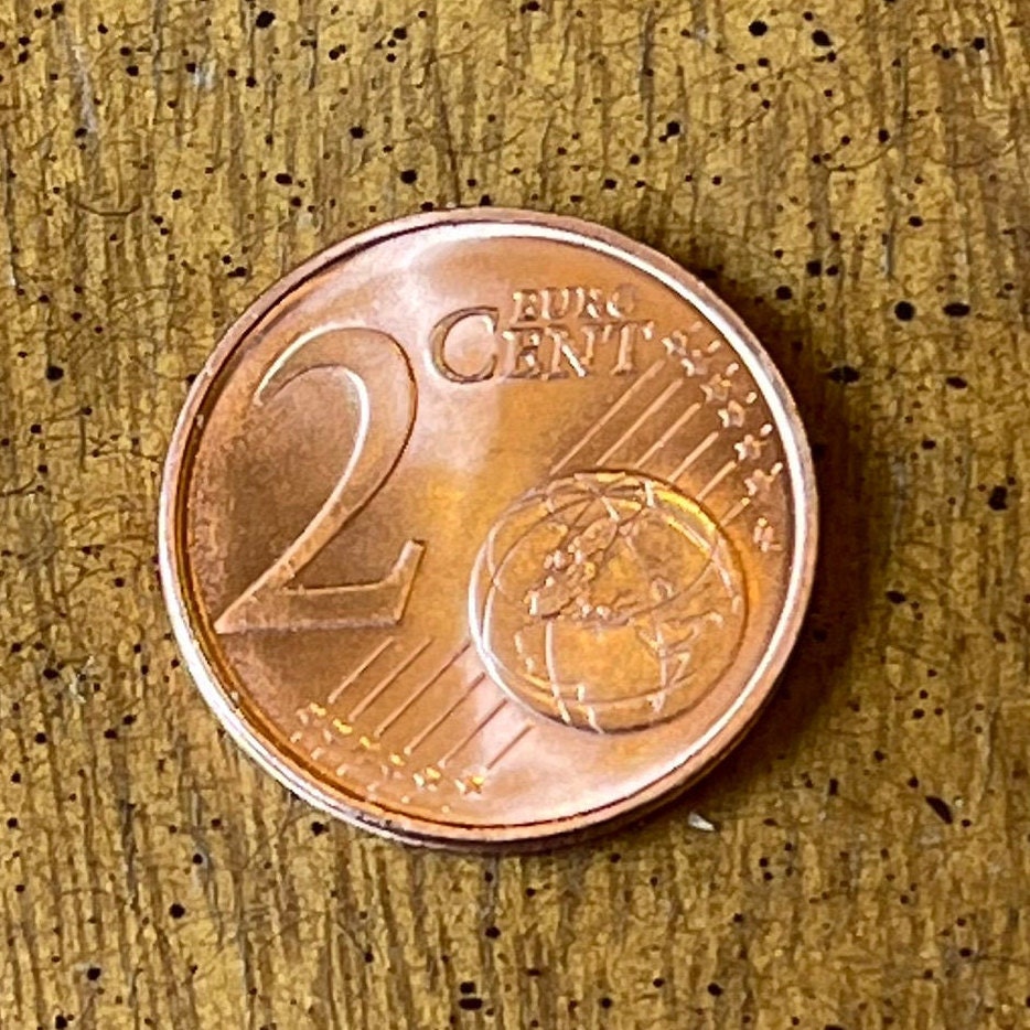 Corvette Greece 2 Euro Cents Authentic Coin Money for Jewelry and Craft Making