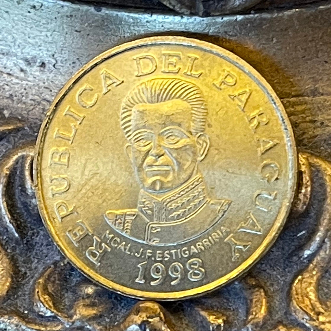 Acaray River Dam Paraguay 50 Guaranies Authentic Coin Money for Jewelry and Craft Making (Marshal José Félix Estigarribia)