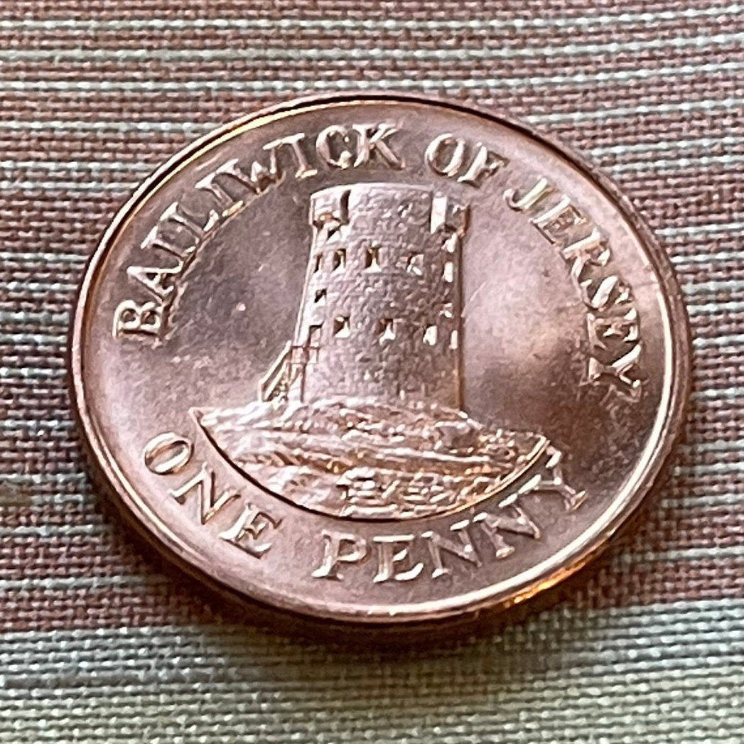 Le Hocq Tower 1 Penny Jersey Authentic Coin Money for Jewelry and Craft Making (Bailiwick of Jersey) (Jersey Round Tower)