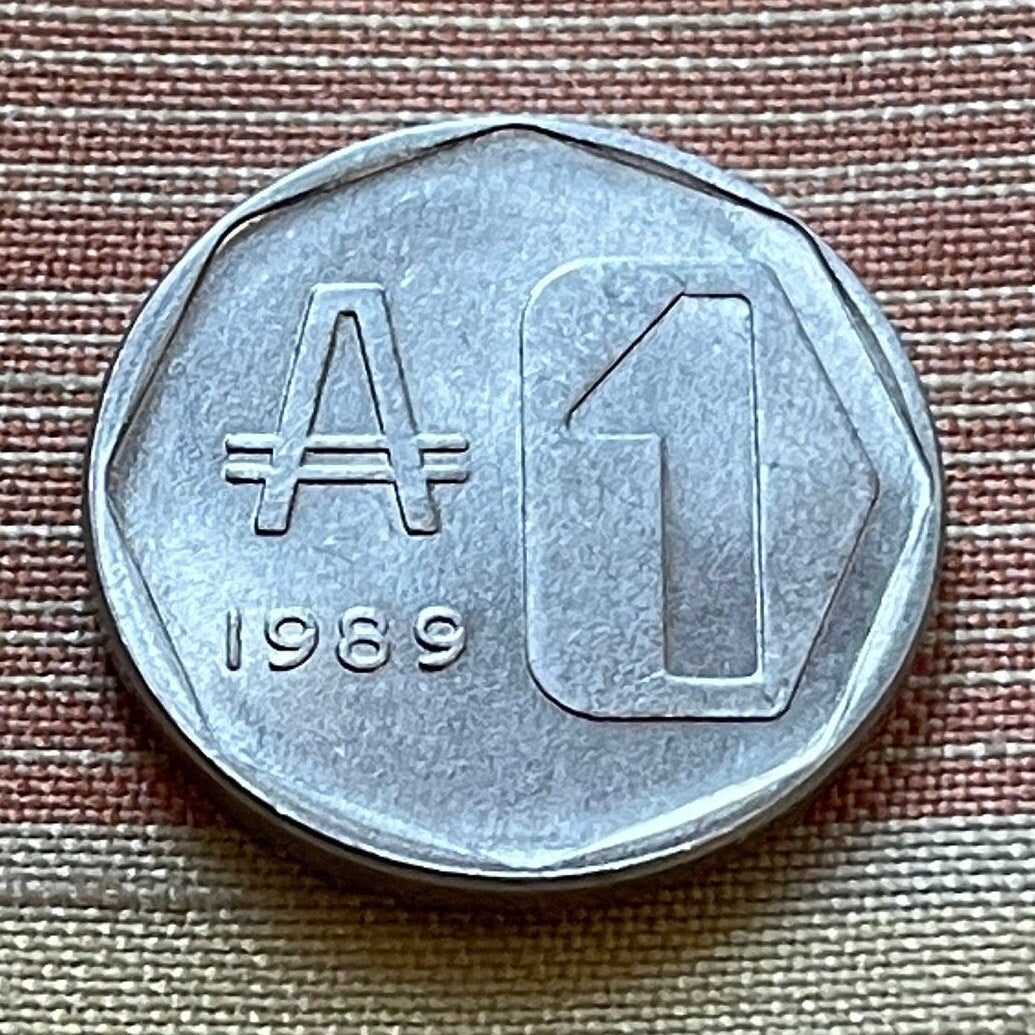 Buenos Aires City Hall 1 Austral Argentina Authentic Coin for Jewelry and Craft Making 1989