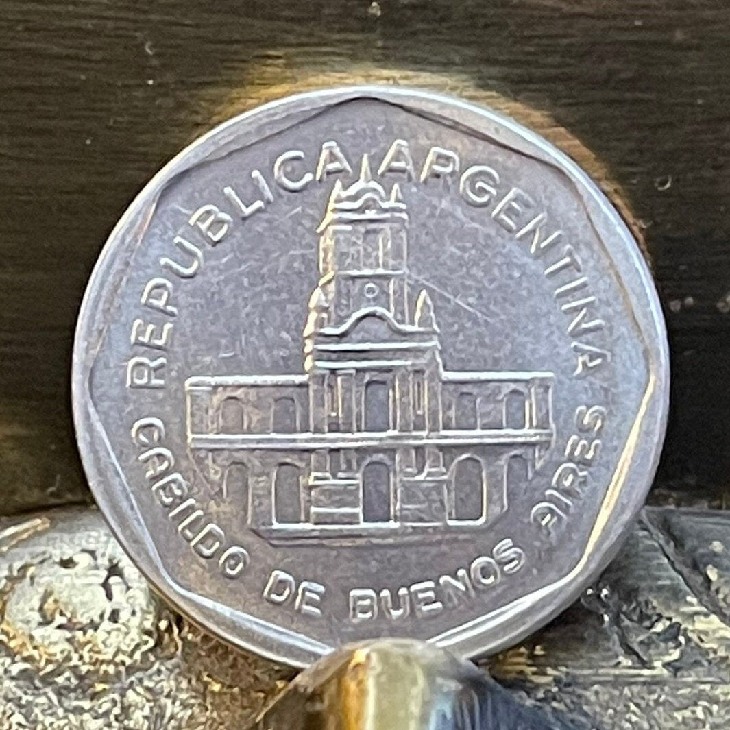 Buenos Aires City Hall 1 Austral Argentina Authentic Coin for Jewelry and Craft Making 1989