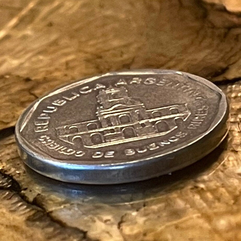 Buenos Aires City Hall 1 Austral Argentina Authentic Coin for Jewelry and Craft Making 1989