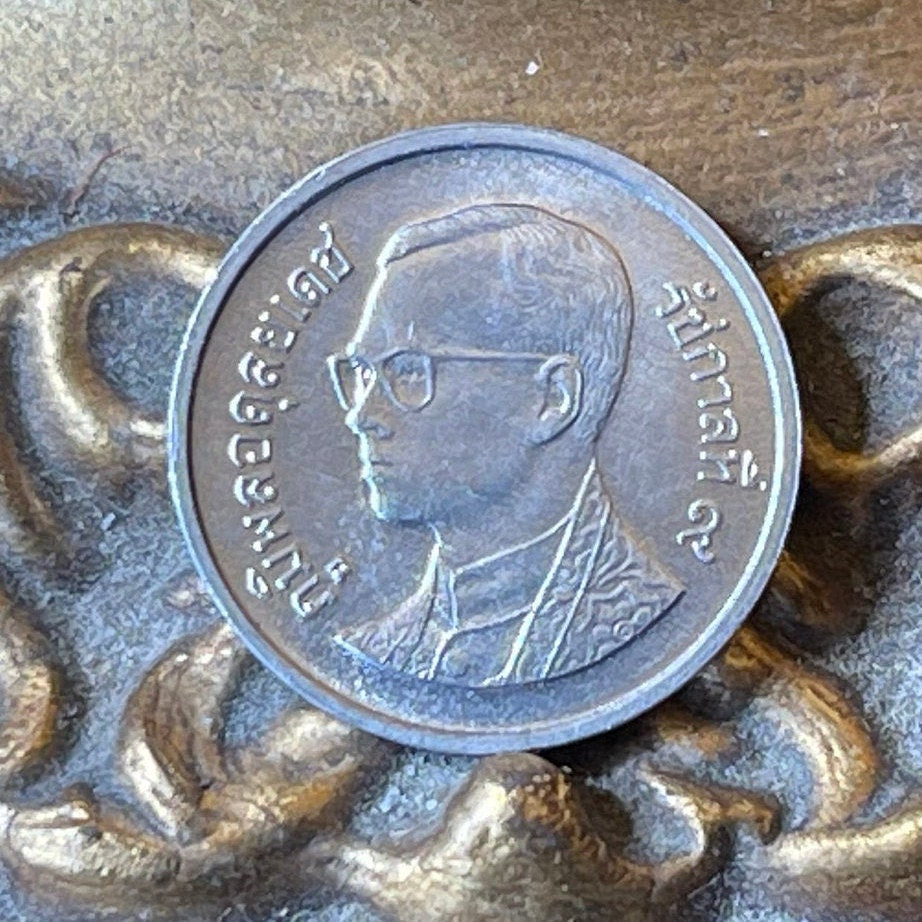 Wat Phra Pathom Chedi & King Bhumibol Thailand 5 Satang Authentic Coin Money for Jewelry and Craft Making (Buddhist Stupa) (Relics)