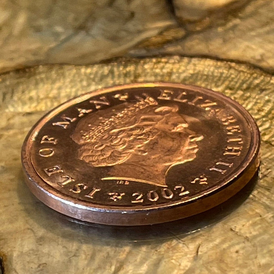 Manx Nobby Lugger Fishing Boat 2 Pence Isle of Man Authentic Coin Money for Jewelry and Craft Making