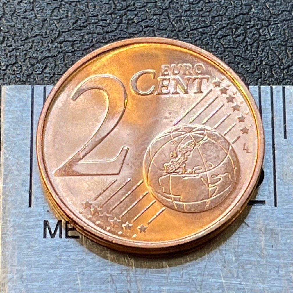 Corvette Greece 2 Euro Cents Authentic Coin Money for Jewelry and Craft Making