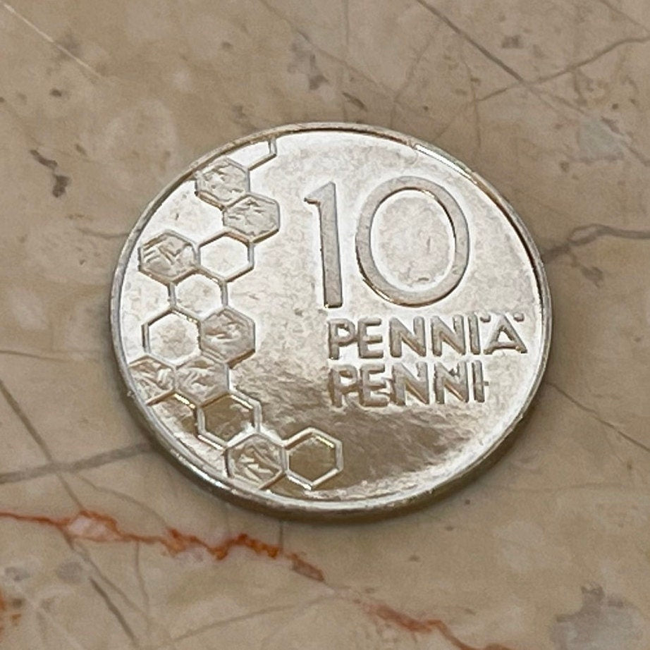 Lily of the Valley & Honeycomb 10 Pennia Finland Authentic Coin Money for Jewelry and Craft Making