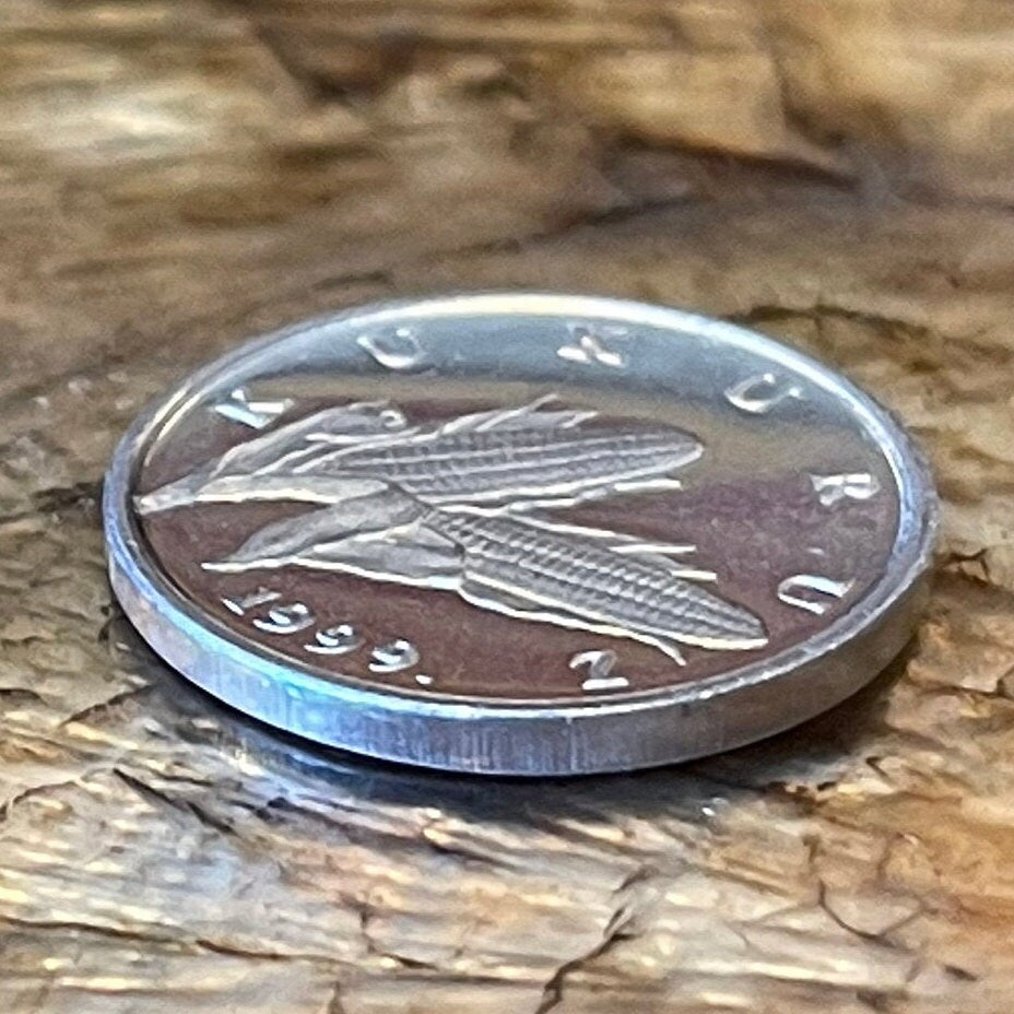 Ears of Corn 1 Lipa Croatia Authentic Coin Money for Jewelry and Craft Making (Linden Tree)