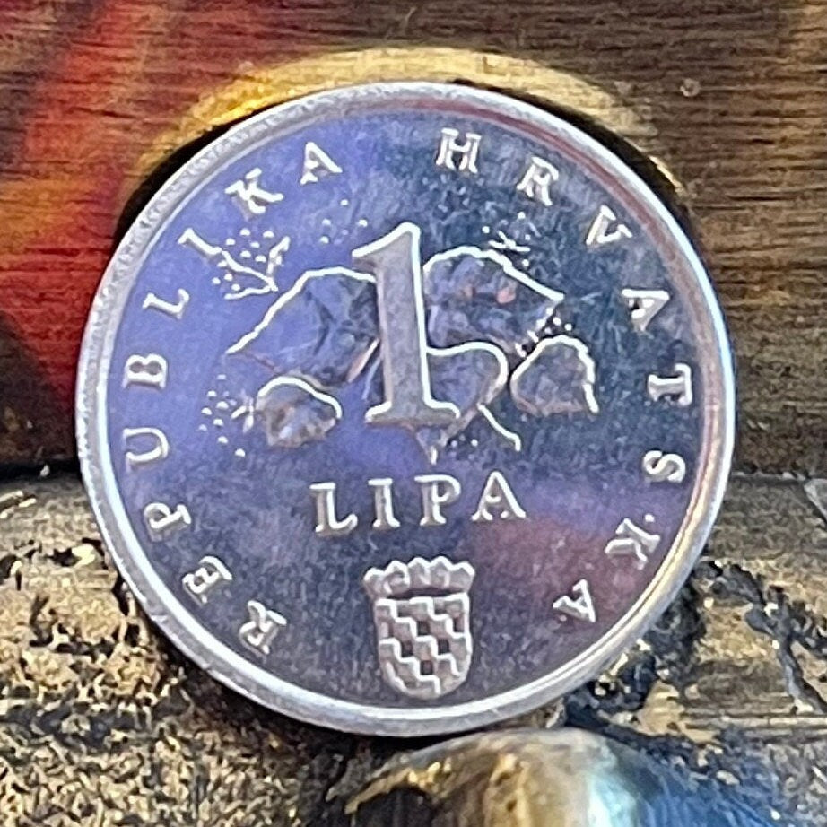 Ears of Corn 1 Lipa Croatia Authentic Coin Money for Jewelry and Craft Making (Linden Tree)