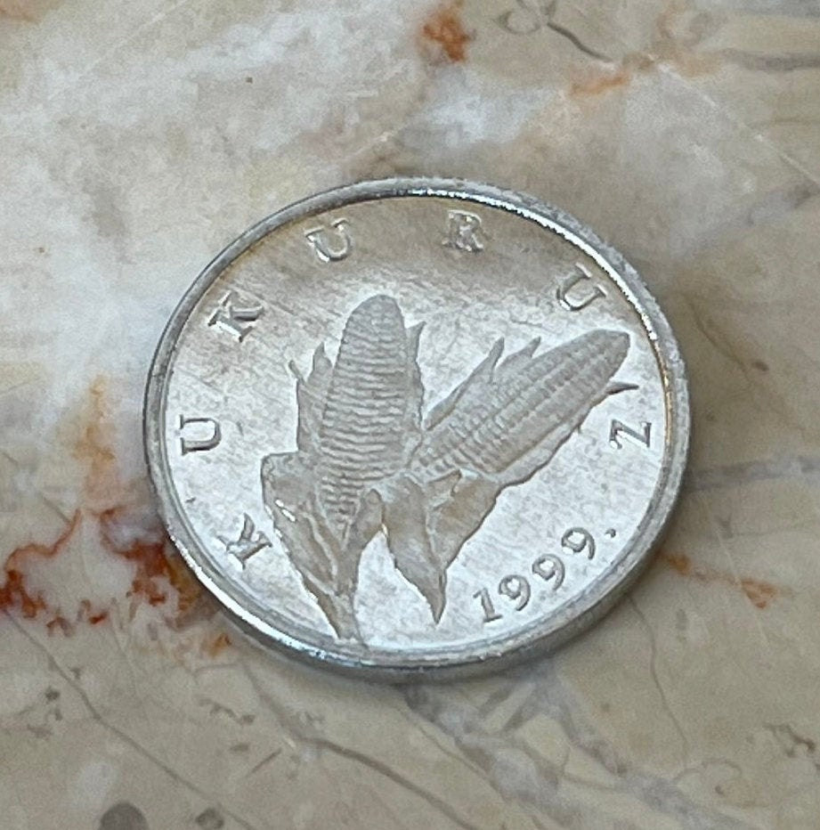 Ears of Corn 1 Lipa Croatia Authentic Coin Money for Jewelry and Craft Making (Linden Tree)
