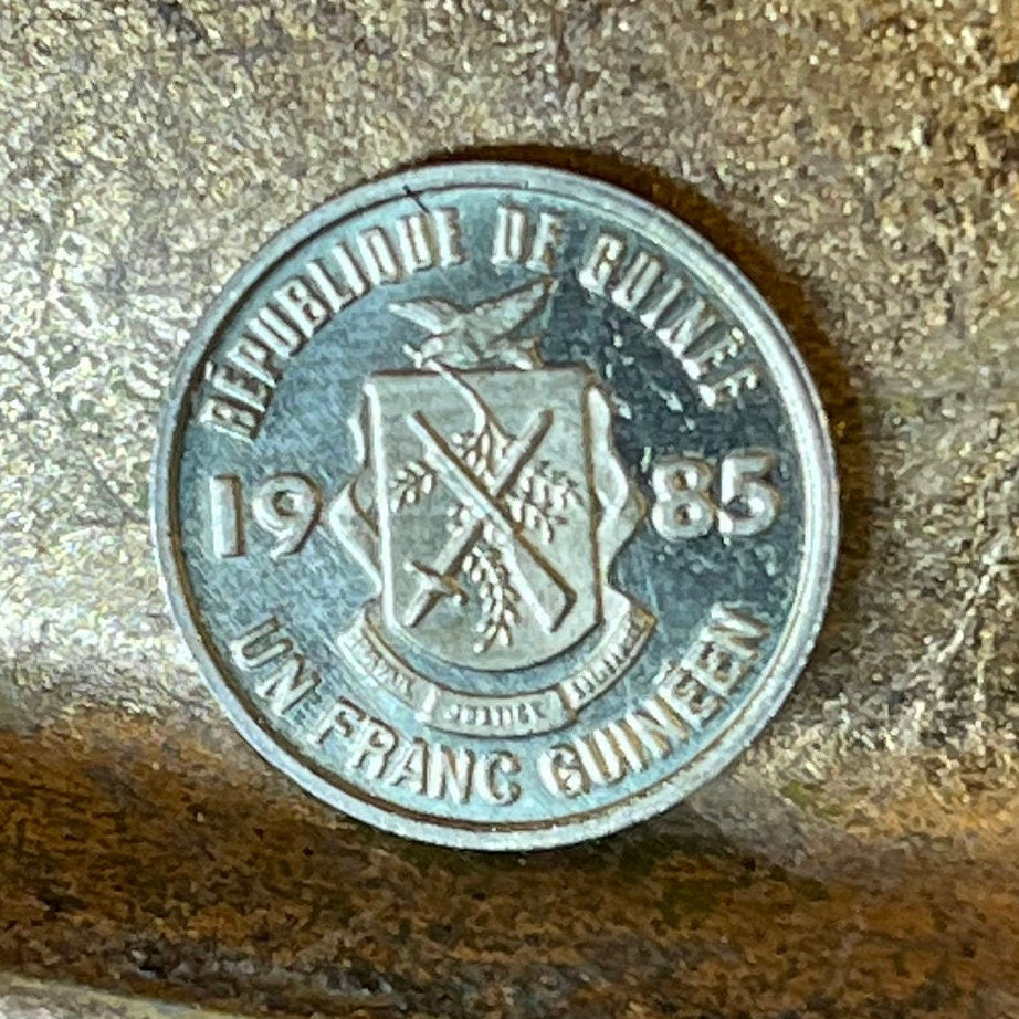 Palm Tree 1 Franc Guinea Authentic Coin Money for Jewelry and Craft Making