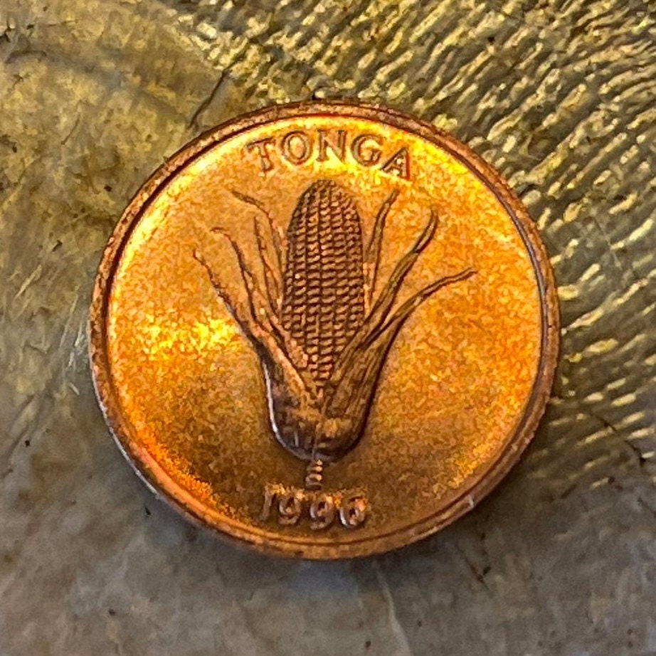Vanilla Plant & Ear of Corn "Grow More Food" 1 Seniti Tonga Authentic Coin Money for Jewelry and Craft Making (World Food Day)