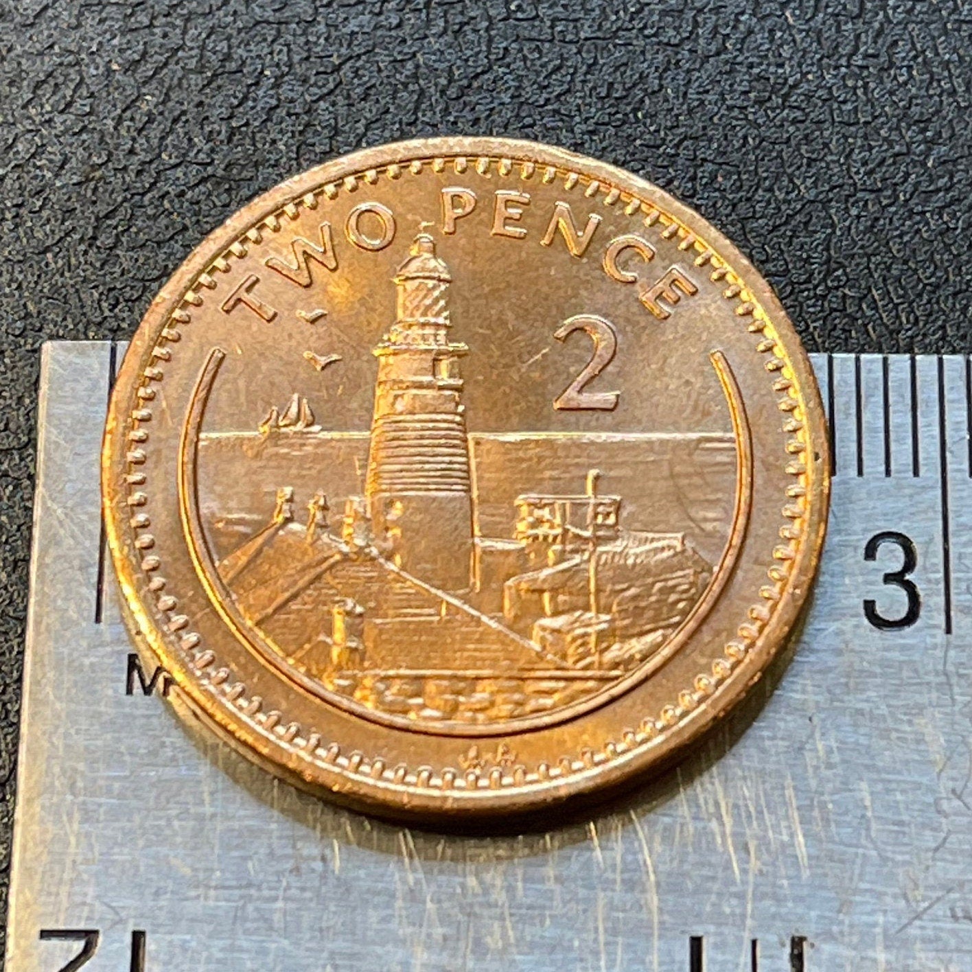 Europa Point Lighthouse Gibraltar 2 Pence Authentic Coin Money for Jewelry and Craft Making