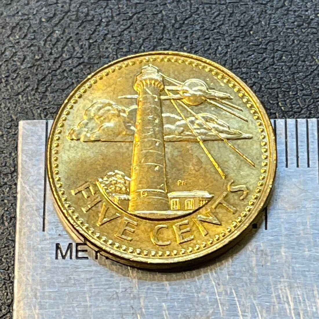 South Point Lighthouse Barbados 5 Cents Authentic Coin Money for Jewelry and Craft Making