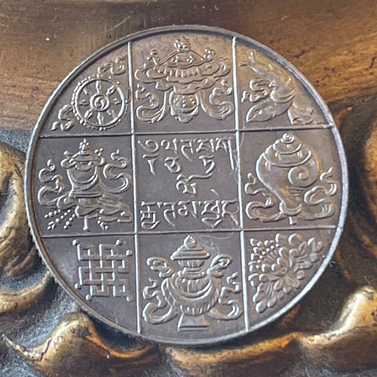 Buddha Symbols & King Jigme Dorji Wangchuck 1/2 Rupee Bhutan Authentic Coin Money for Jewelry and Craft Making