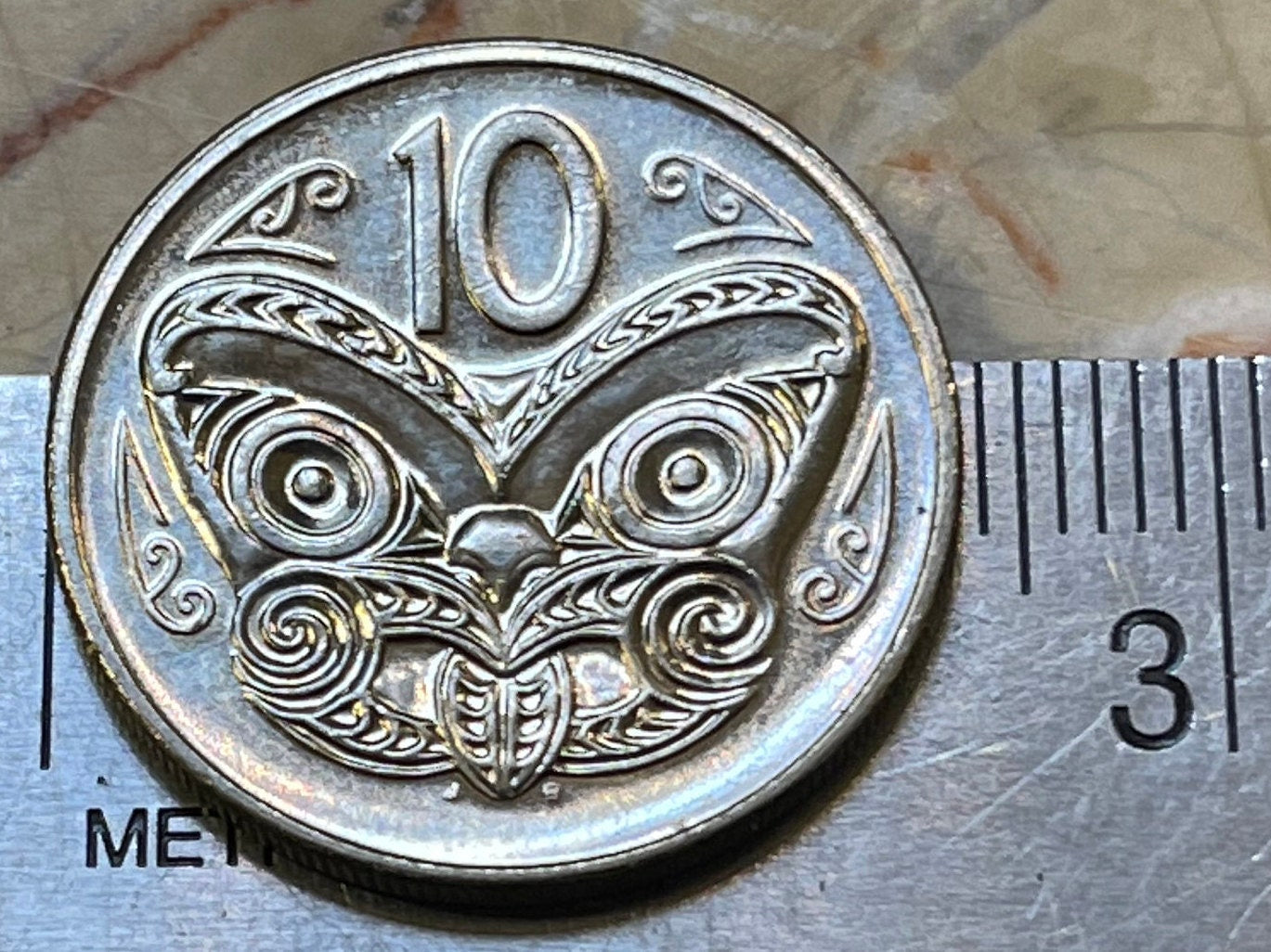 Maori Ancestor-Mask Koruru 10 Cents New Zealand Authentic Coin Money for Jewelry and Craft Making