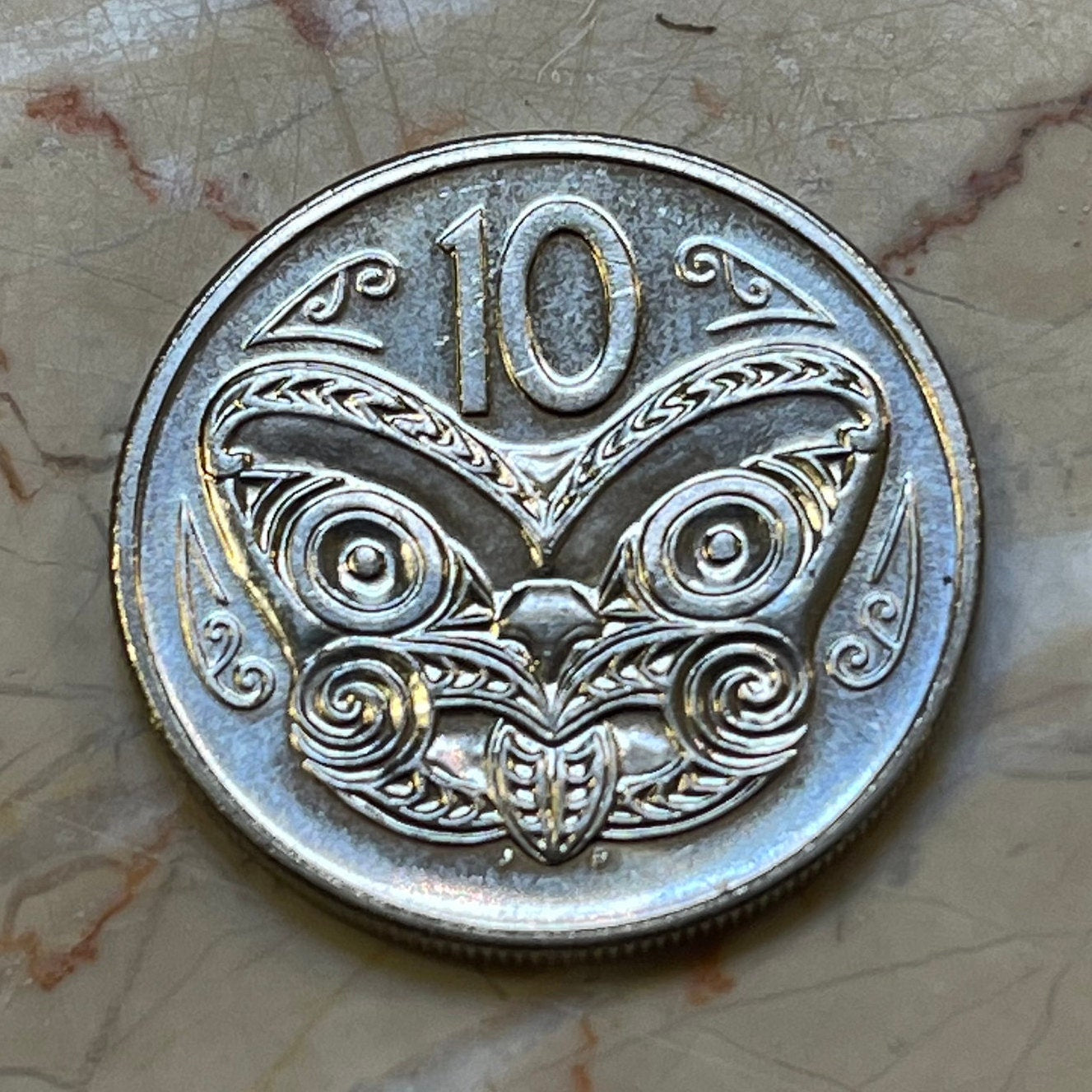 Maori Ancestor-Mask Koruru 10 Cents New Zealand Authentic Coin Money for Jewelry and Craft Making