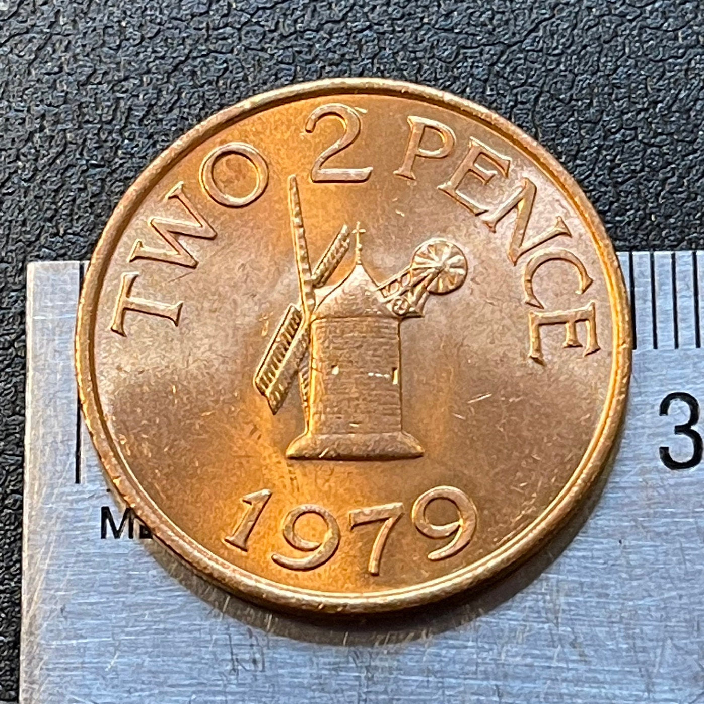 Sark Windmill 2 Pence Guernsey Authentic Coin Money for Jewelry and Craft Making