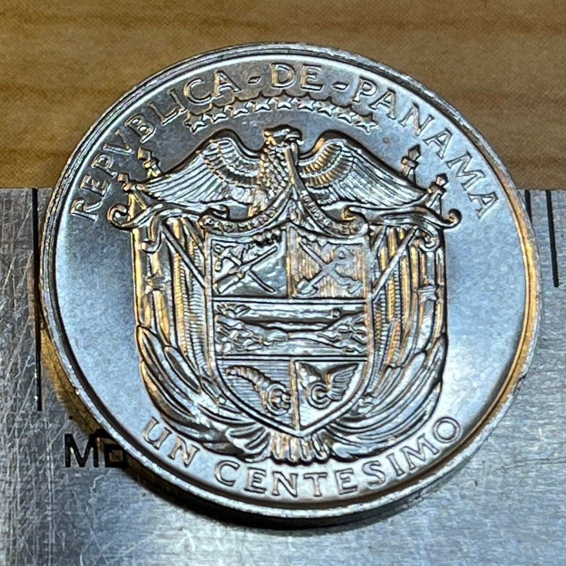 Panama Canal Ship 1 Centesimo Panama Authentic Coin Money for Jewelry and Craft Making (FAO) (Corn)