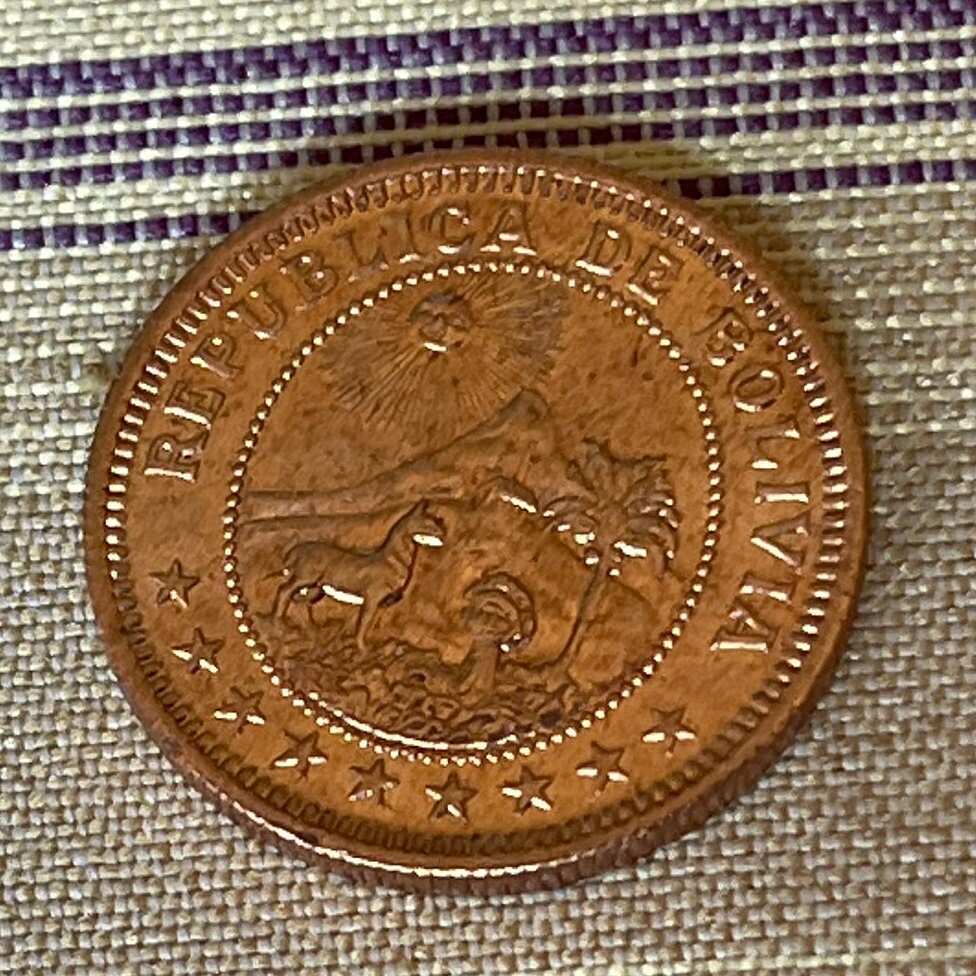 Cerro Rico de Potosi 1 Boliviano Authentic Bolivia Coin Money for Jewelry and Craft Making (Mountain that Eats Men)