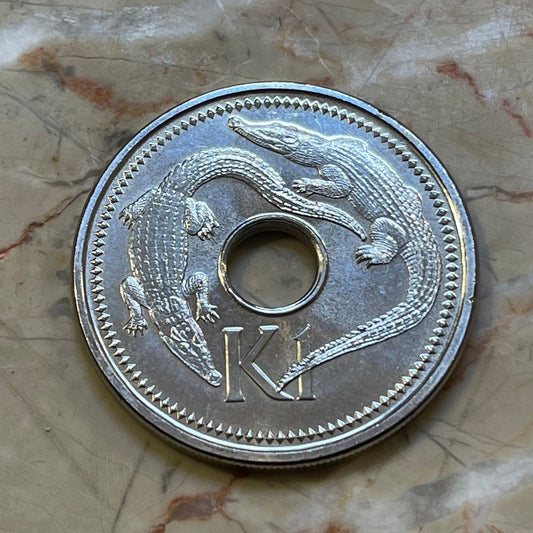 New Guinea Crocodiles 1 Kina Papua New Guinea Authentic Coin Money for Jewelry and Craft Making