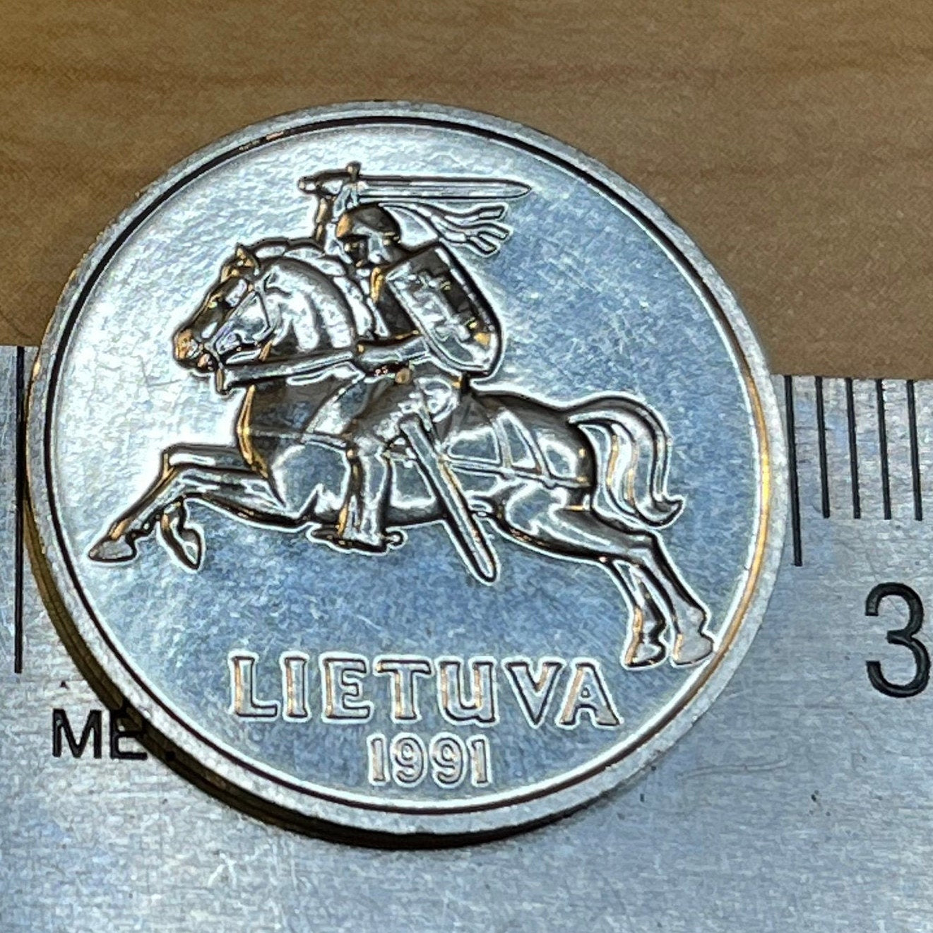 Vytis Knight on Horse 5 Centai Lithuania Authentic Coin Money for Jewelry and Craft Making