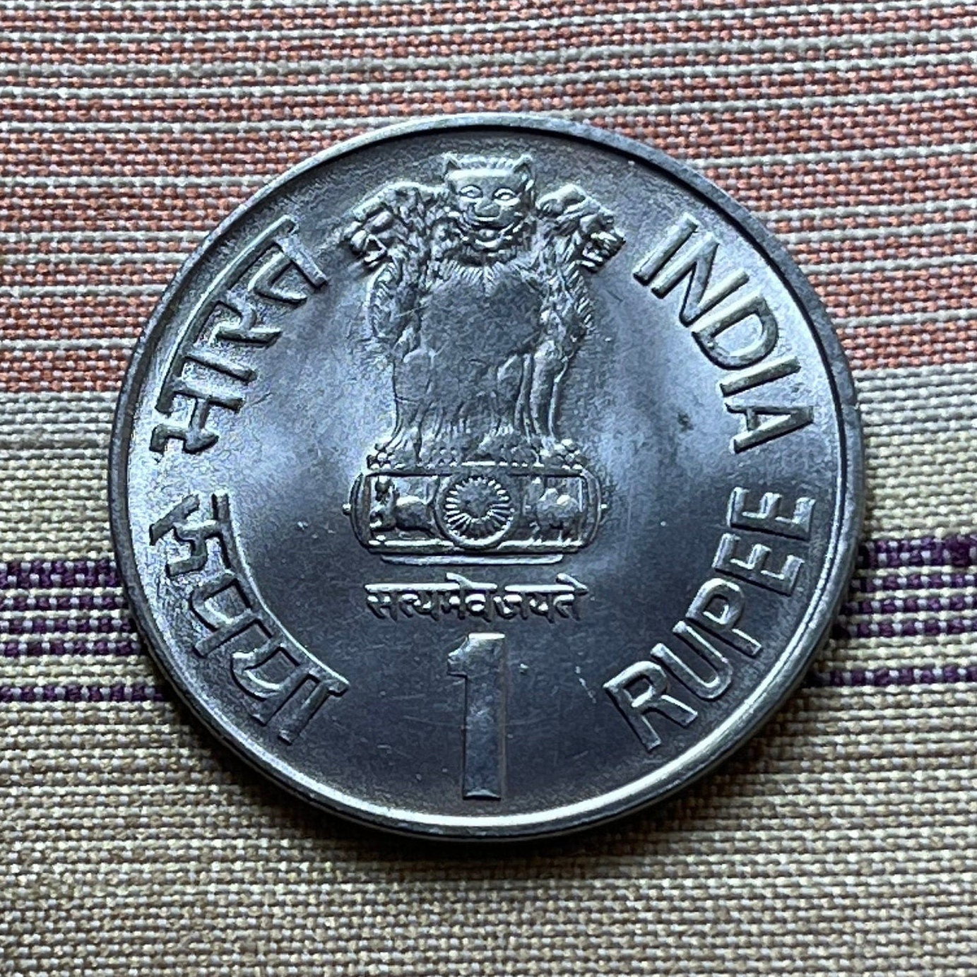 Ashoka Lion Capitol & Maharana Pratap 1 Rupee India Rajasthan Authentic Coin Money for Jewelry and Craft Making (Pratap Singh I)