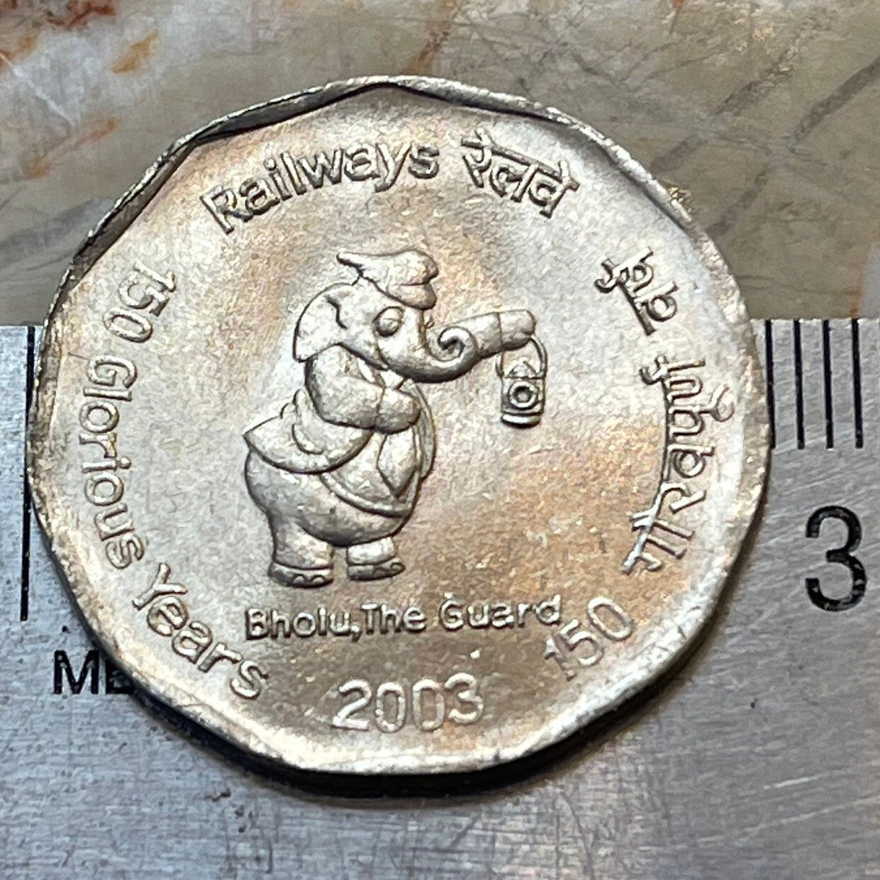 Bholu Elephant Railway Mascot & Ashoka Lion Capitol 2 Rupees India Authentic Coin Money for Jewelry and Craft Making