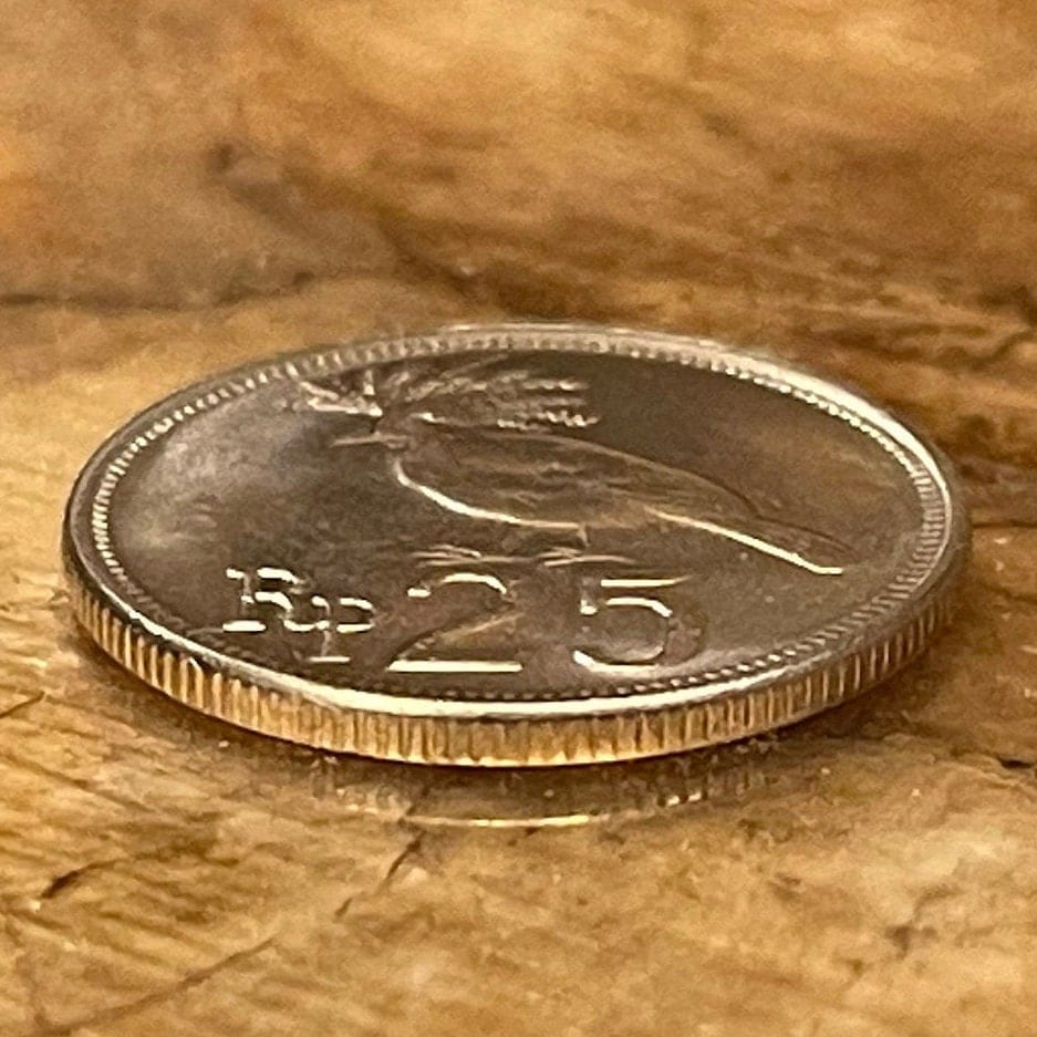 Victoria Crowned Pigeon 25 Rupiah Indonesia Authentic Coin Money for Jewelry and Craft Making