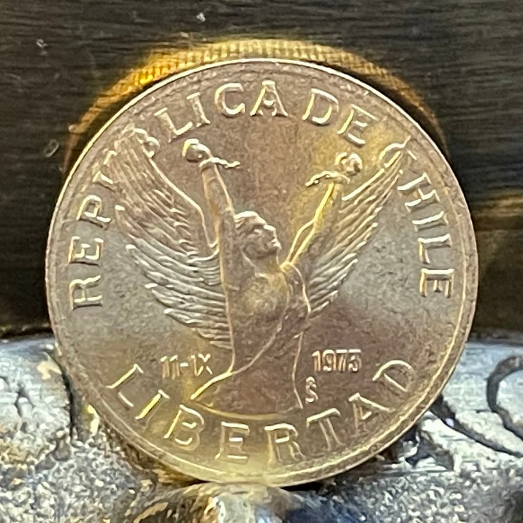 Angel of Counter-Revolution 10 Pesos Chile Authentic Coin Money for Jewelry and Craft Making (1973 Coup d'Etat)