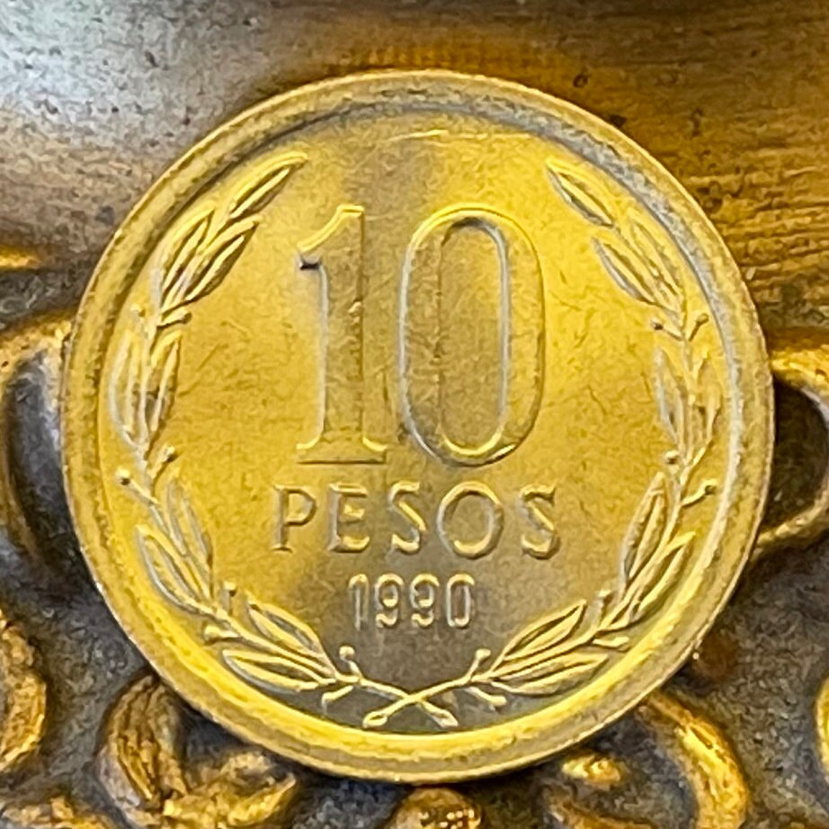 Angel of Counter-Revolution 10 Pesos Chile Authentic Coin Money for Jewelry and Craft Making (1973 Coup d'Etat)