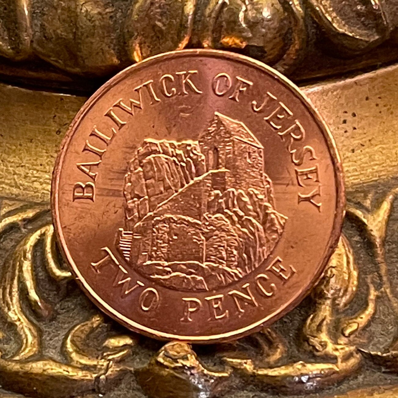 Hermitage of St Helier 2 Pence Jersey Authentic Coin Money for Jewelry and Craft Making (Bailiwick of Jersey)